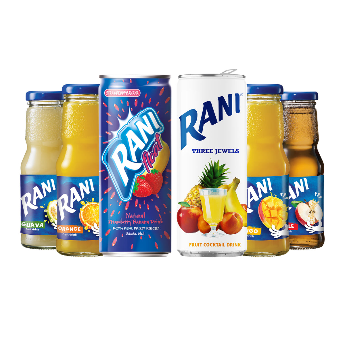 The Rani range of fruit drinks and Float cans.